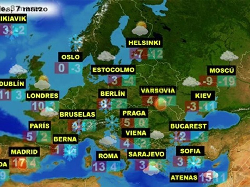 El tiempo en Europa, por países, previsión miércoles 7 y jueves 8 de marzo
