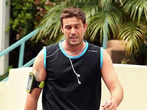 Ricky Whittle Shows Off His Washboard Stomach While Jamie Lomas Covers Up