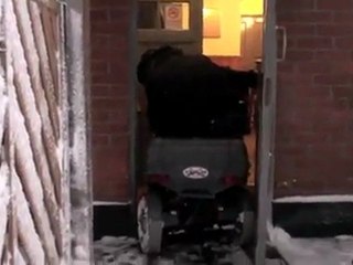 Four X Wheelchair  -  through the Snow to the Pub