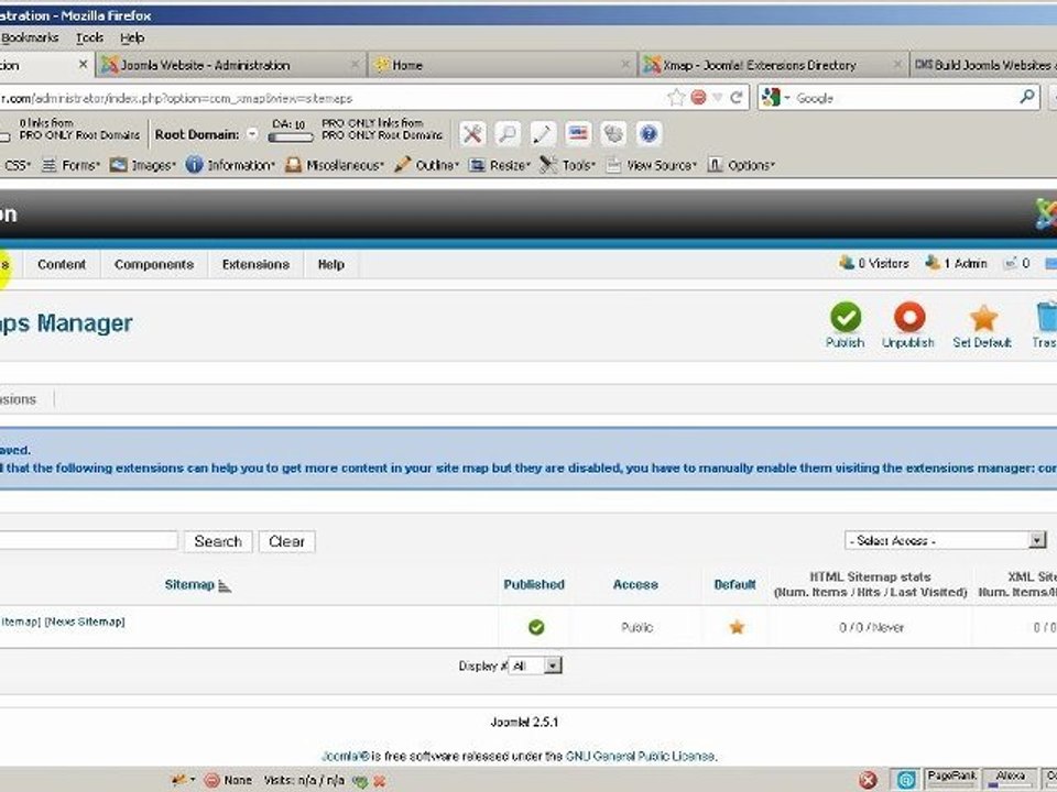 How to create a sitemap in Joomla 2.5
