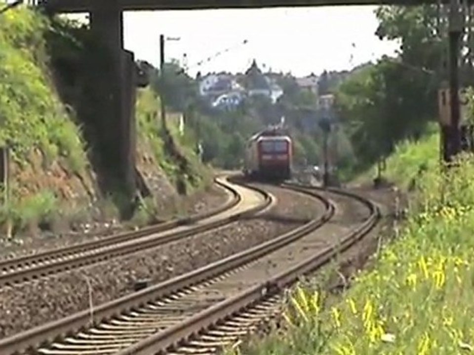 Class 66, ERS BR189, BR425 und BR143 am Ortseingang Neuwied