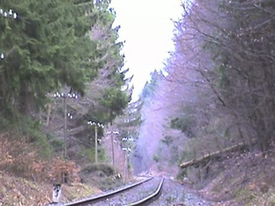 Dampfspektakel 2010 Plandampf Eifelquerbahn Schleudern des letzten Zuges vor Dockweiler Teil 01
