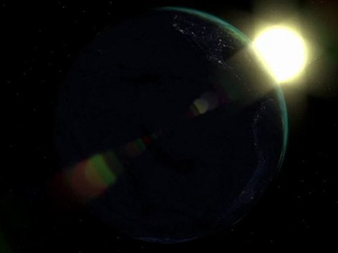 coucher de soleil vu de l'espace