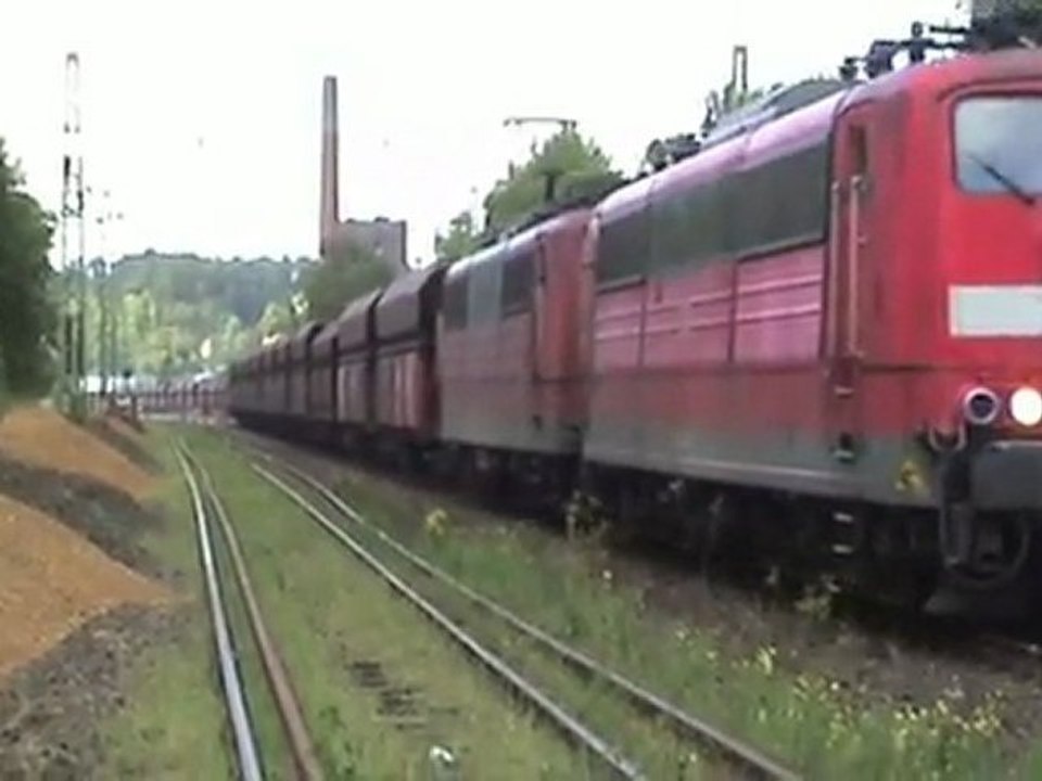 Bauzug, 3x BR151, BR185, BR143, BR425 südwärtiger Ortseingang Bad Hönningen