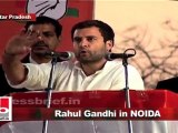 Rahul Gandhi in Noida talks about the anti-farmer policies of the Mayawati govt.