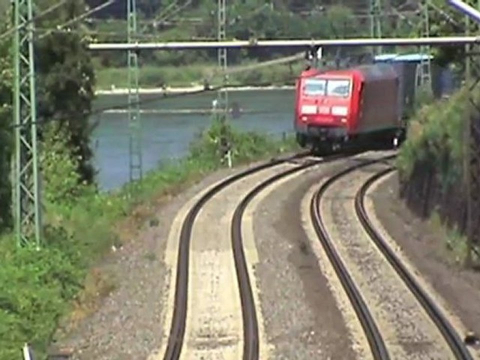 Rurtalbahn Railpool BR185, Railion BR185, DBAG BR185, BR145 bei Assmannshausen