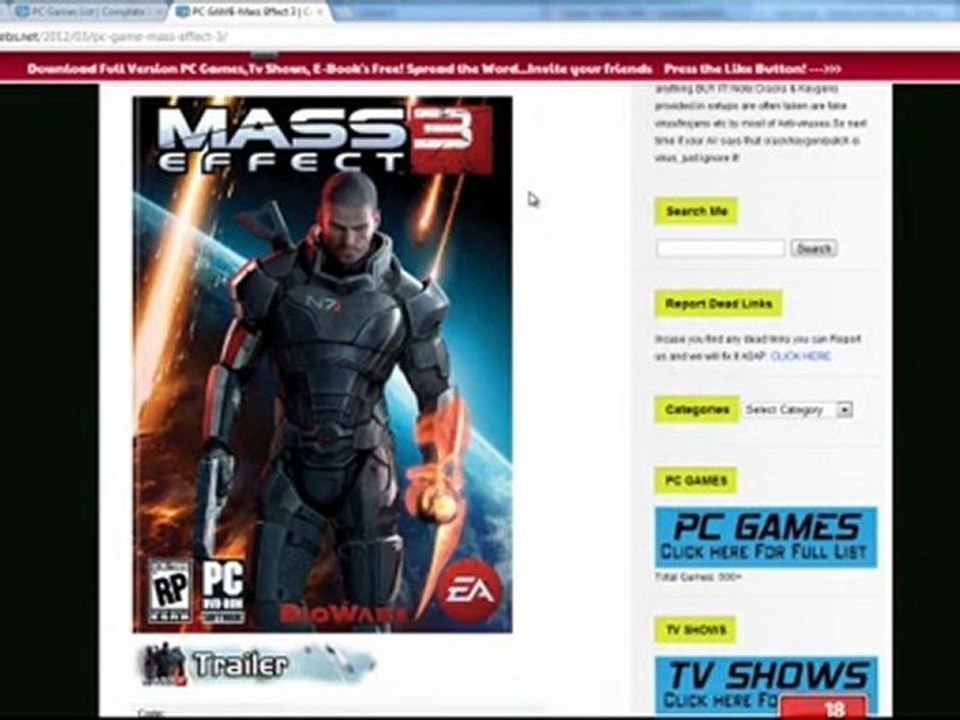 Download Mass Effect 3 Full PC GAME 2012 SKIDROW Free!