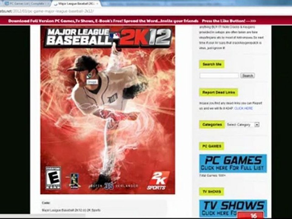 Download Major League Baseball 2K12 PC Full GAME Free!