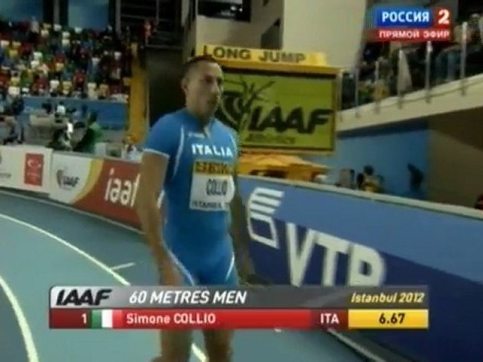 60м 3забег Мужчины - Чемпионат Мира в помещении Стамбул 2012