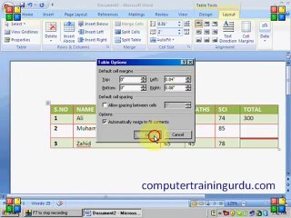 7 Word 2007 - Table - Part 2 Urdu Tutorial