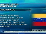 Venezuela felicita a pueblo de Belice por elecciones