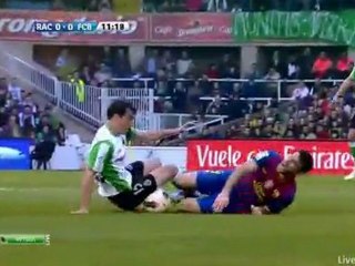 Racing Santander player Francis tries to break Cesc Fabregas' leg!