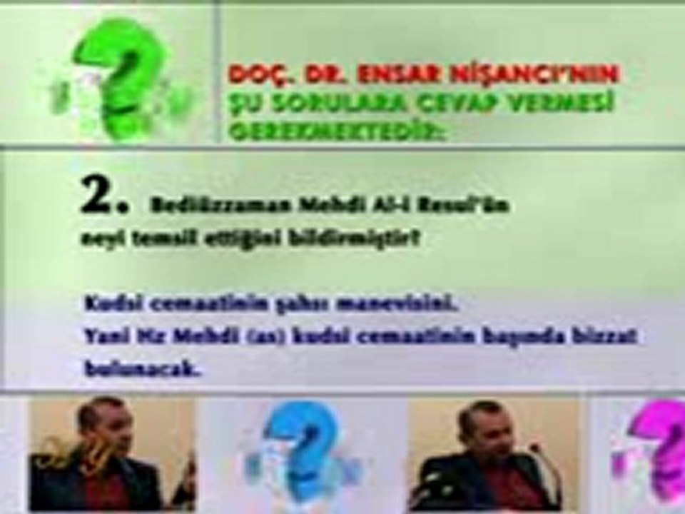 ENSAR NİŞANCI'YA CEVAP  HZ. MEHDİ ŞAHSI MANEVİ DEĞİL, ŞAHISTIR