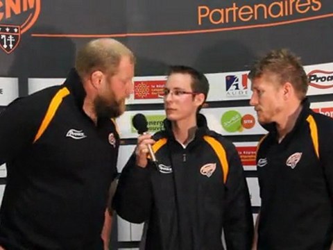 Interview de Josh Valentine et de Craig Smith après le derby RCNM-Béziers
