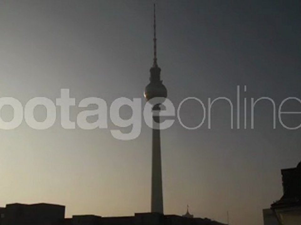 Berlin TV Tower in sunrise footage_010566