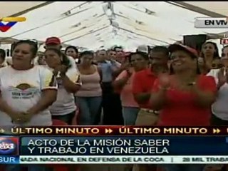 Venezuela dará becas a miembros de la Misión Saber y Trabajo