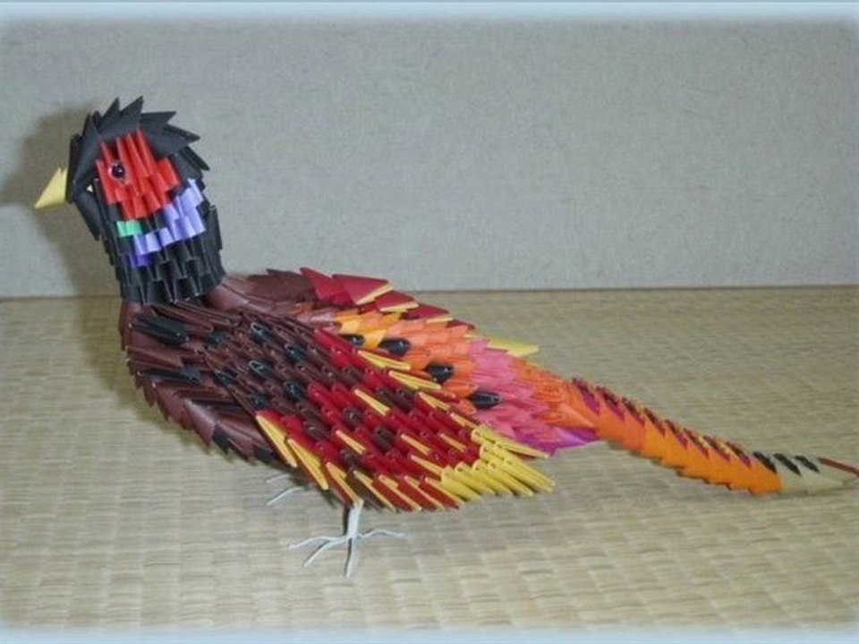 3D Origami Ring Necked Pheasant
