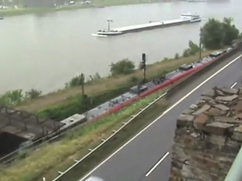 Eisenbahn bei Neuwied am Rhein, R4C BR185, BR145, 2x BR152, BR294, DBAG BR185, 2x BR425