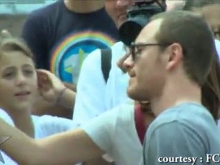 Michael Fassbender gets puked on by fan