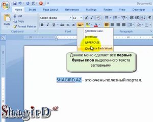 Как менять строчные и заглавные буквы (Change case) в MS Word 2007
