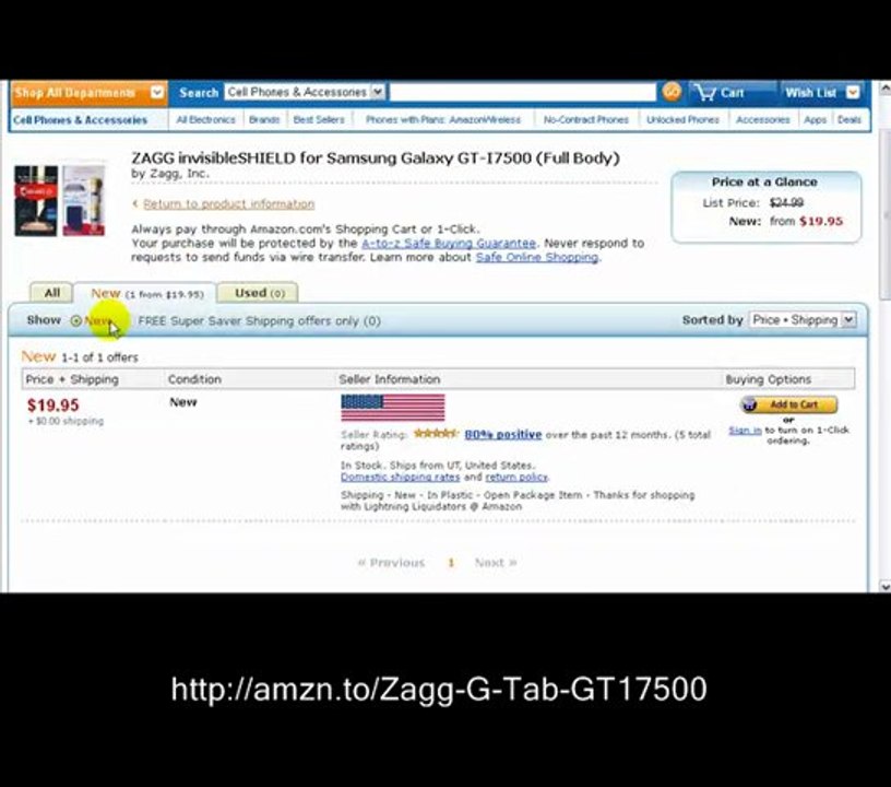 Samsung Galaxy i9000 Screen Protector - Galaxy S Screen