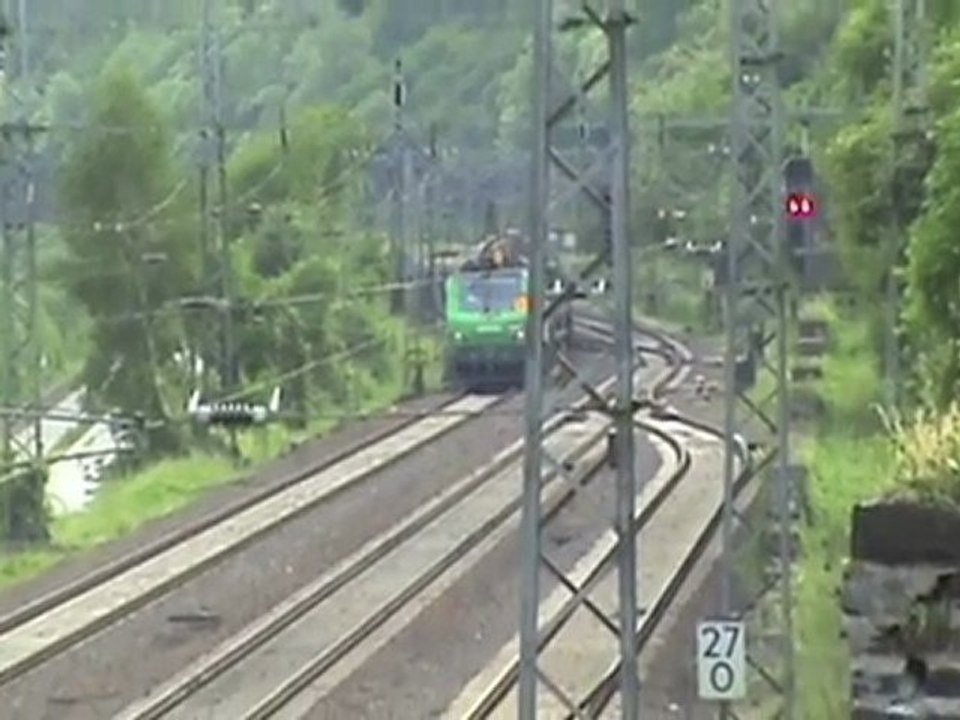 Trains at the old station Hatzenport in the valley of the river Moselle