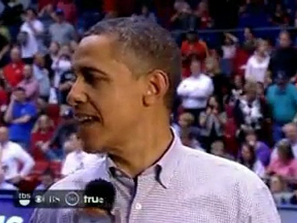 Obama and Cameron watch basketball game