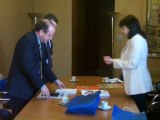 Anne Hidalgo reçoit Adão Villaverde (Porto Alegre) à l'Hôtel de Ville de Paris, le 14/03/12