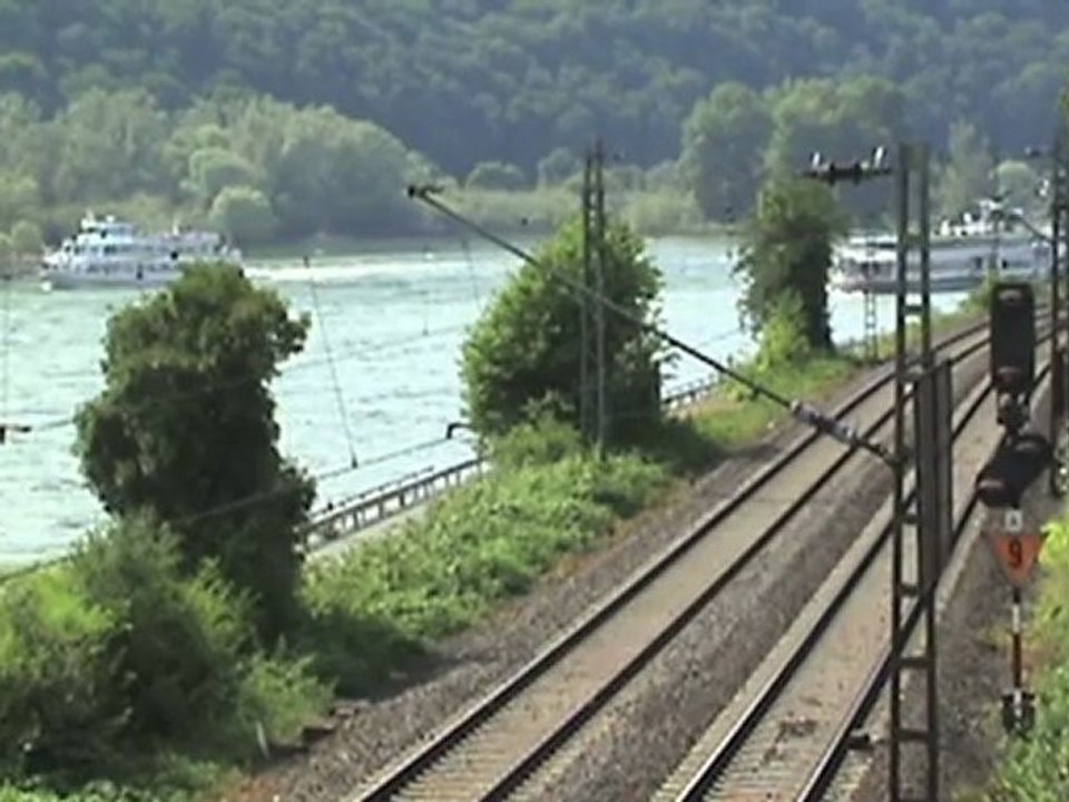 Assmannshausen a. Rhein, BR152, 2x BR185, BR145, 3x BR143, Raddampfer Goethe