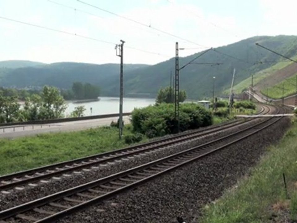 Bahnen bei Boppard Filsen Osterspai, HGK Mak G1000 BB, 2x BR185, 2x BR101, 2x BR460