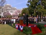 The Obamas welcome the Camerons to the White House