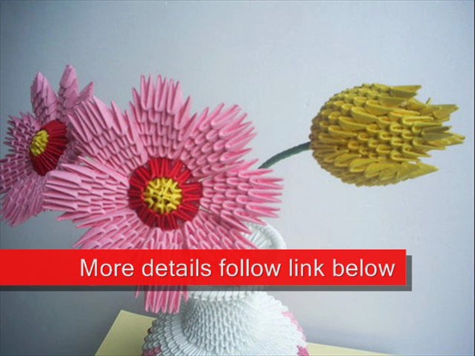 3D Origami Vase with Flowers