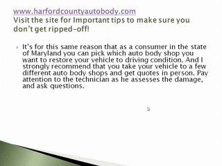 Bel Air Maryland Auto Body Shop- They Work For You, Not The Insurance Company!