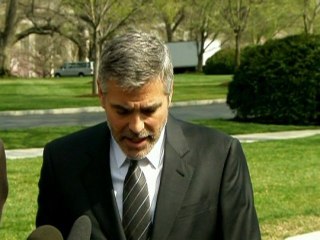 George Clooney talks to reporters about Sudanese crisis