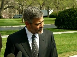 George Clooney talks to reporters about Sudanese crisis