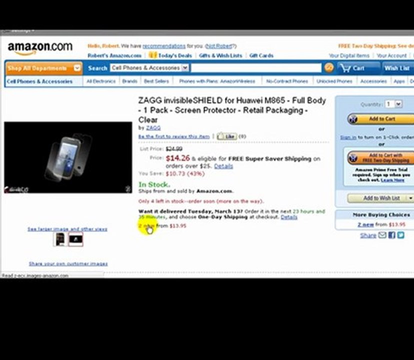 Zagg invisibleSHIELD Huawei M865 Full Body Screen Protector