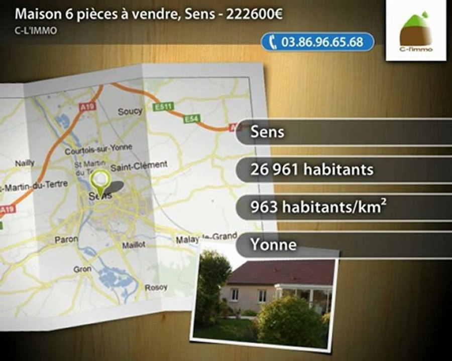 Maison 6 pièces à vendre, Sens - 222600€