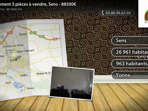 Appartement 3 pièces à vendre, Sens - 88500€