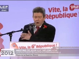 meeting de Jean-luc Melenchon Place de la Bastille Paris Dimanche 18 Mars 2012