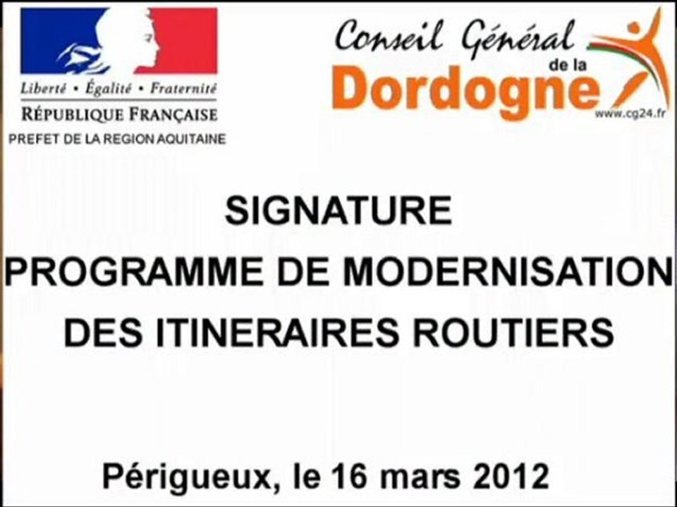 Signature Programme de modernisation des itinéraires routiers