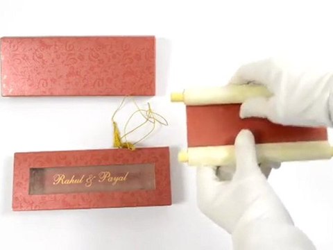 S1009, Red Color Jewish Scroll Invitations, Wedding Invitations