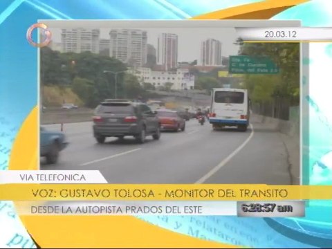 Reporte del tráfico desde la autopista Prados del Este