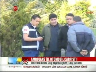 Ambulans İle Otomobil Çarpıştı