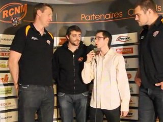 Interview de Justin Harrison, Shaun Hegarty, et Chris Thomson après la rencontre RCNM-La Rochelle