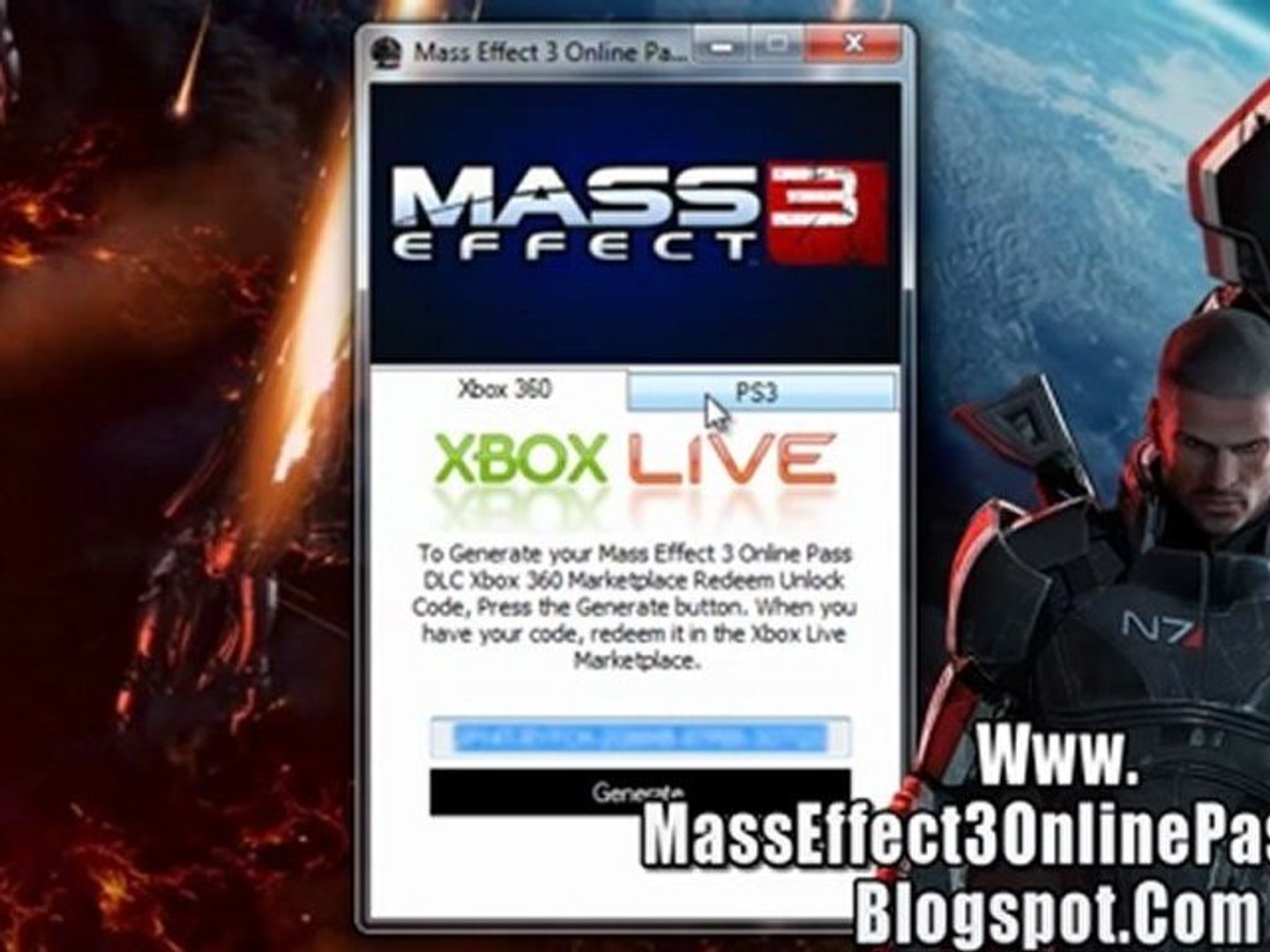 Mass Effect 3 Online Pass Code Unlock Tutorial - Xbox 360 - PS3 - video  Dailymotion