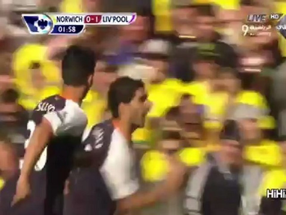 هدف ليفربول الأول على نورويتش سيتي - سواريز