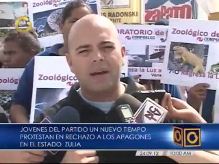 Jóvenes de UNT protestaron contra los apagones en Maracaibo