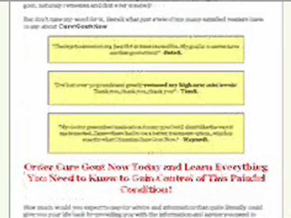 Cure Gout Now - Prevent & Overcome Gout From Home