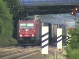 Züge zwischen Sinzig und Bad Breisig, 2x Crossrail 185, 2x 101, ICE I, 2x 146, 3x 460