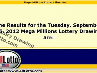 Mega Millions Lottery Drawing Results for September 25, 2012